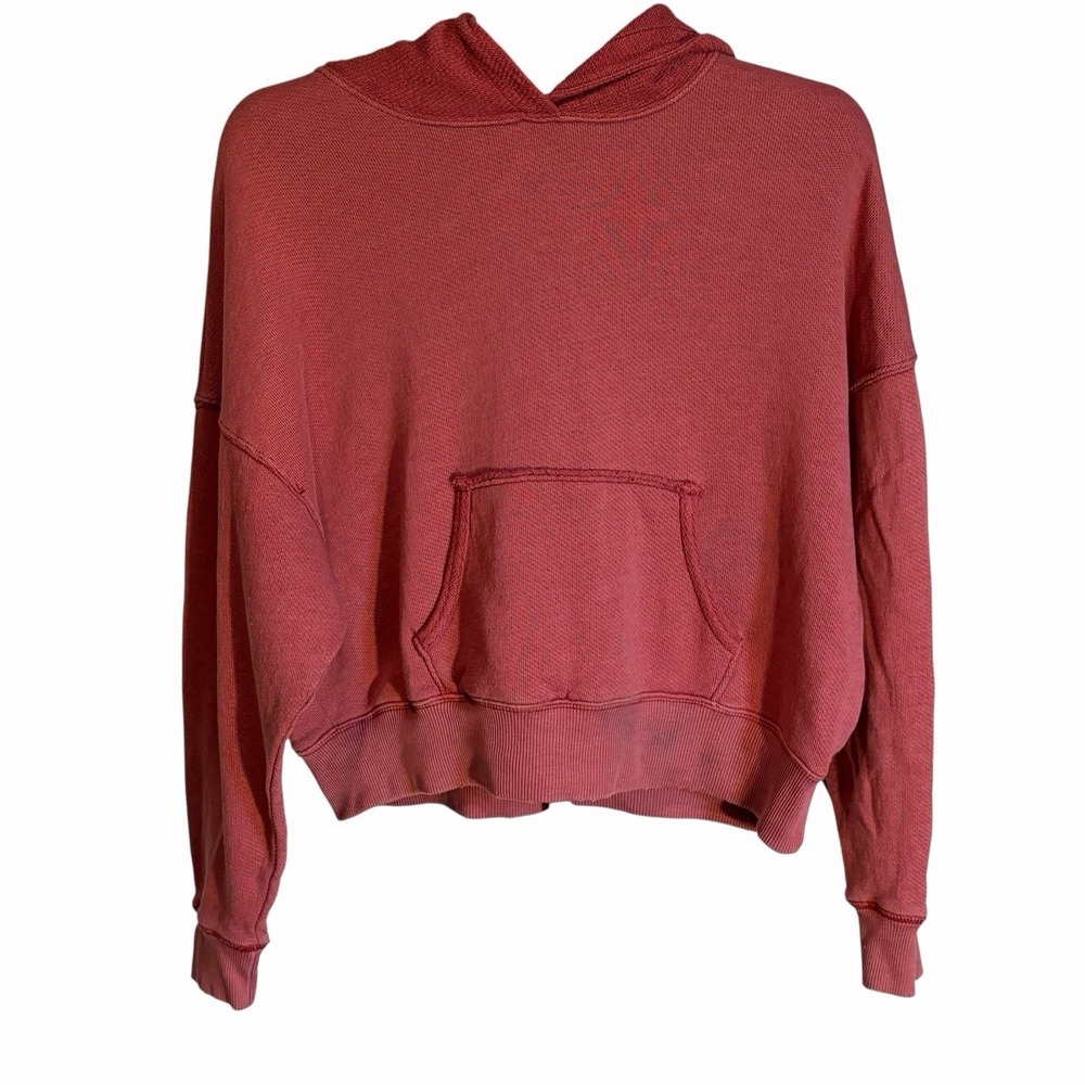 American Eagle Textured Fleece Oversized Hoodie Women's Size Small Rust